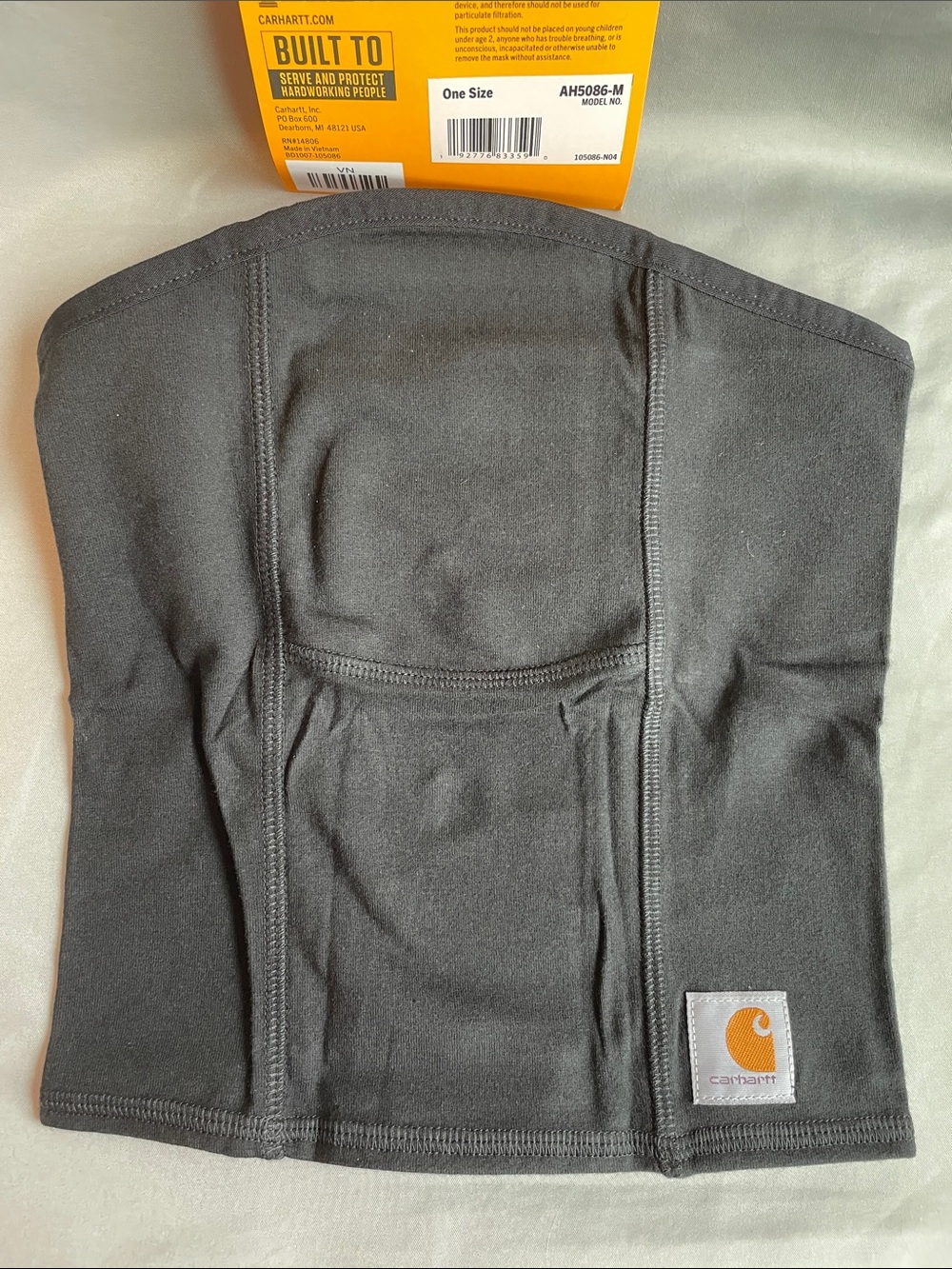 Carhartt Adult Black Neck Gaiter with filter pocket One Size Cotton NEW